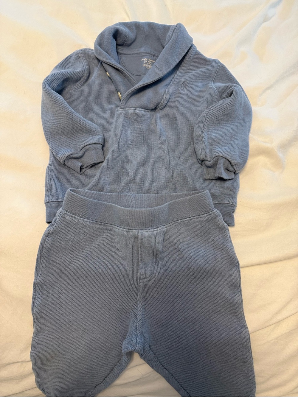 Ralph Lauren Light Blue Shawl-Collar Sweatshirt & Joggers Set